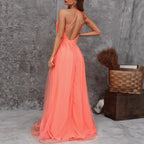 Women’s Halter Neck Backless Flowy Maxi Dress