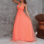 Women’s Halter Neck Backless Flowy Maxi Dress