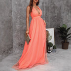 Women’s Halter Neck Backless Flowy Maxi Dress