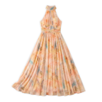 Women’s Halter Neck Maxi Dress with Watercolour Print and Tie Waist