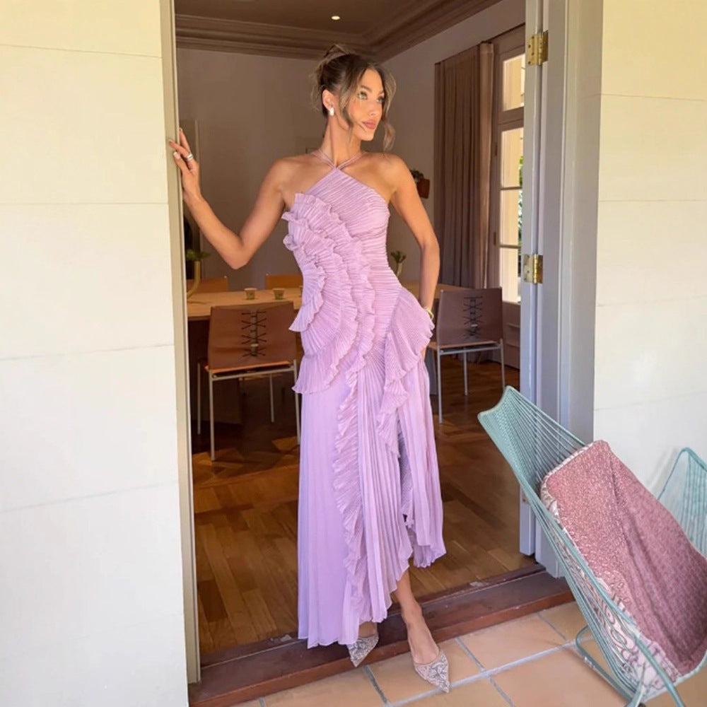 Women’s Halter Neck Maxi Summer Wedding Guest Dress