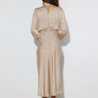 Women’s High Neck Long Sleeve Midi Dress
