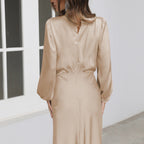 Women’s High Neck Long Sleeve Midi Dress