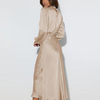 Women’s High Neck Long Sleeve Midi Dress