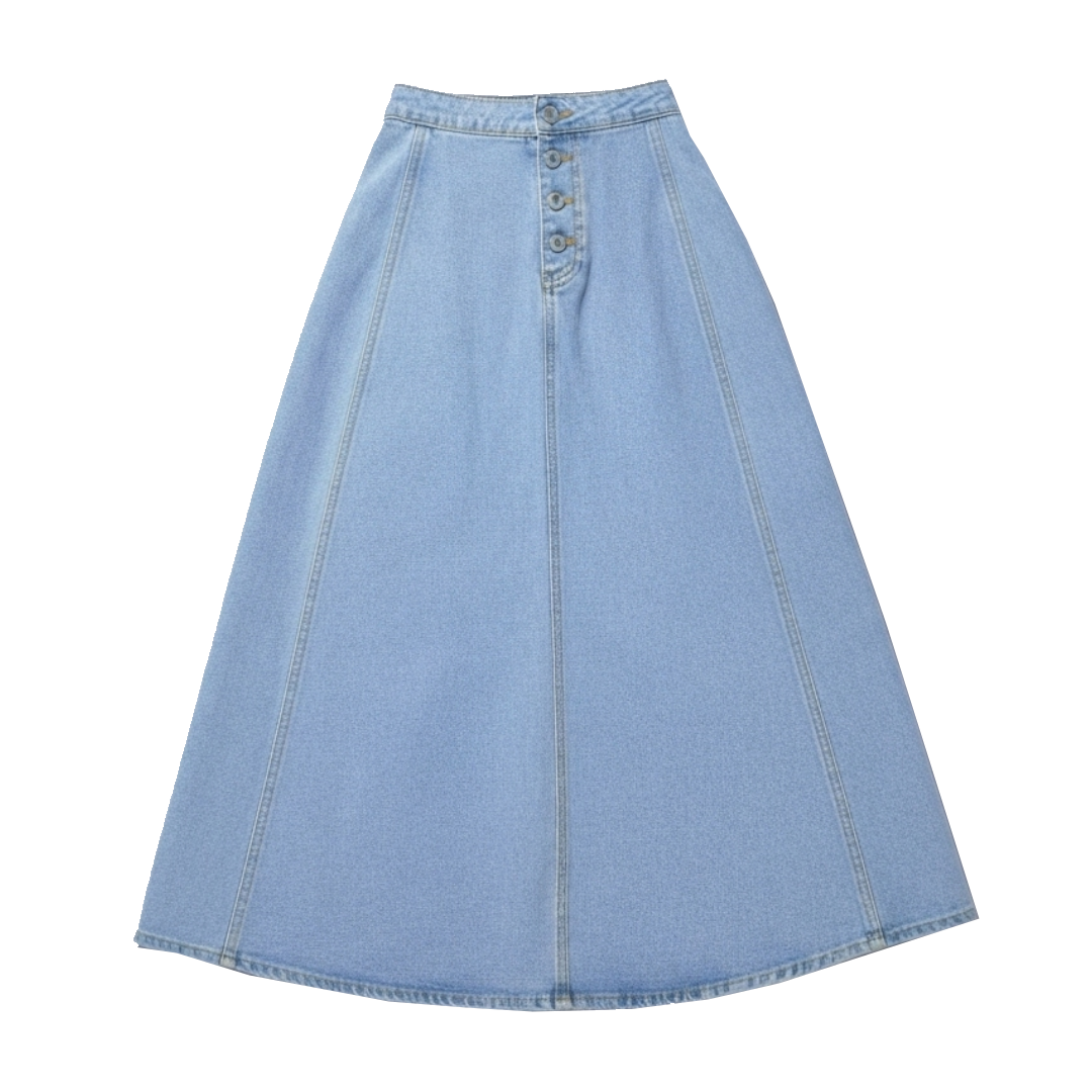 Women’s High-Waist Button-Front Denim Maxi Skirt
