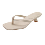 Women’s Kitten Heel Flip Flops with Square Toe
