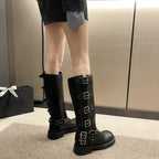 Women’s Knee High Platform Boots with Buckle Straps