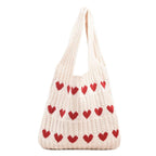Women’s Knitted Heart Shoulder Tote Bag