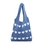 Women’s Knitted Heart Shoulder Tote Bag