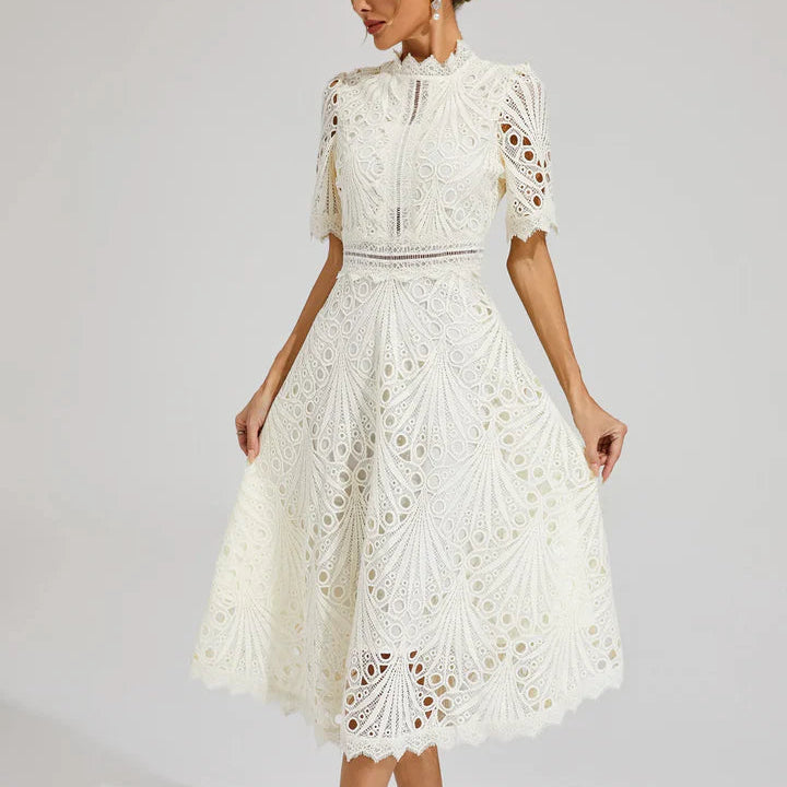 Women’s Lace Midi Dress with High Neck