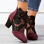 Women’s Lace Panel High Heel Pumps with Pointed Toe