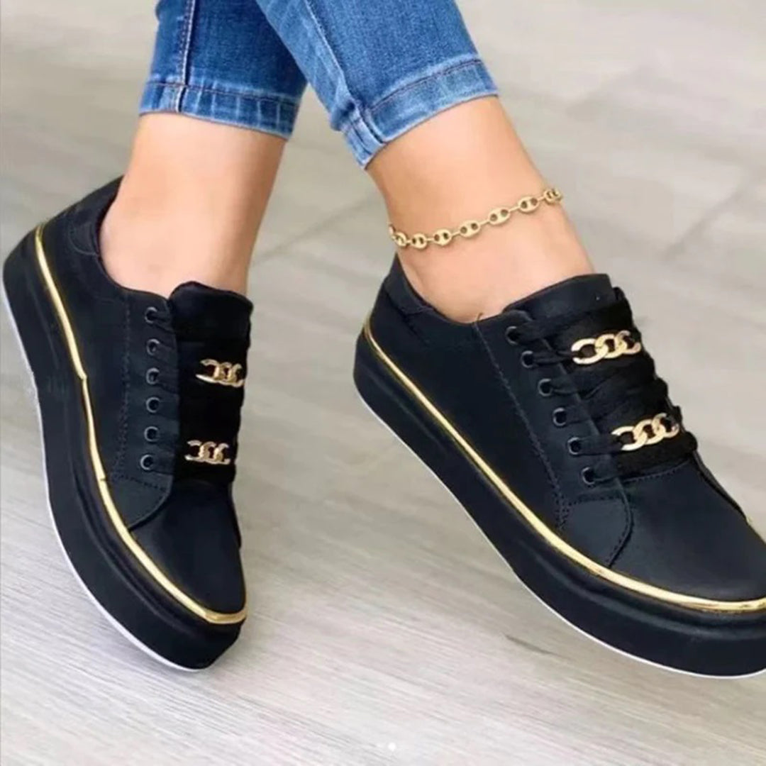 Women’s Lace Up Shoes with Gold-Tone Detail