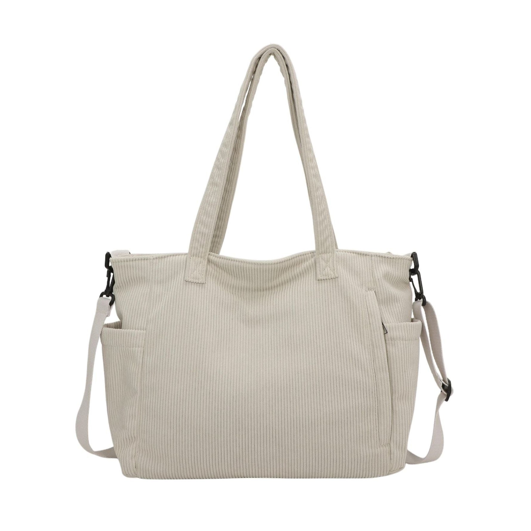 Women’s Large Corduroy Shoulder Tote Bag with Detachable Strap
