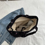 Women’s Large Corduroy Tote Bag with Strawberry Print