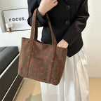 Women’s Large Corduroy Tote Bag with Strawberry Print