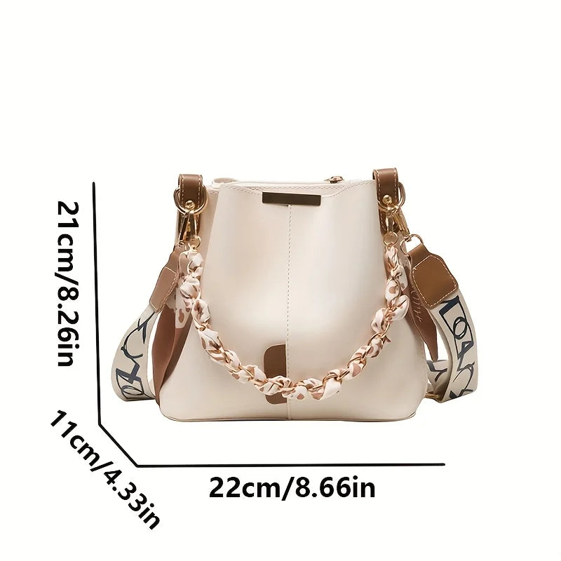 Women’s Large Crossbody Shoulder Bag with Scarf Strap