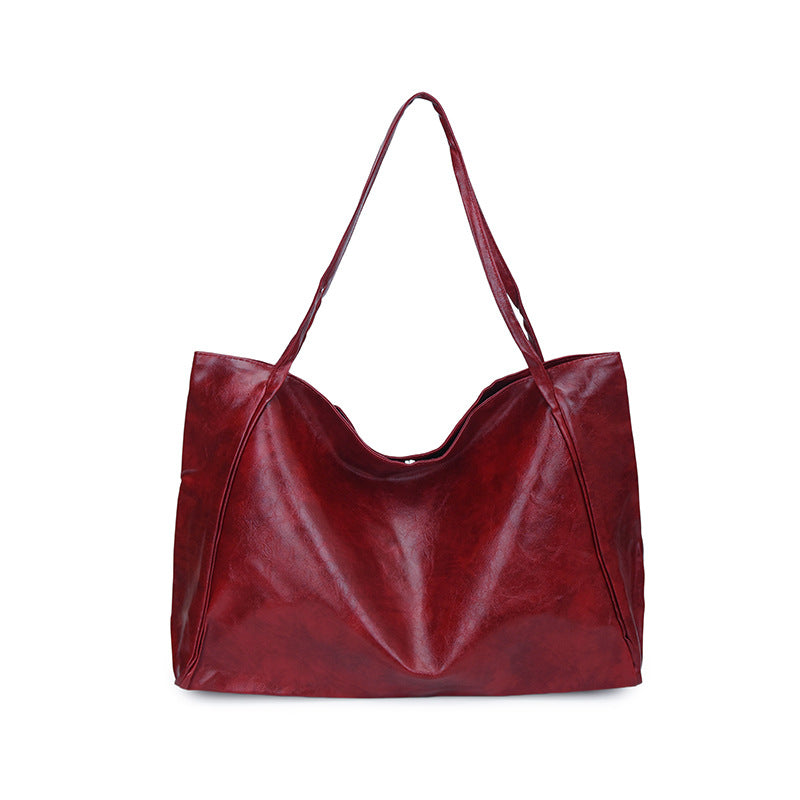 Women’s Large Faux Leather Tote Bag with Long Shoulder Straps