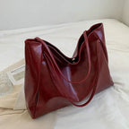 Women’s Large Faux Leather Tote Bag with Long Shoulder Straps