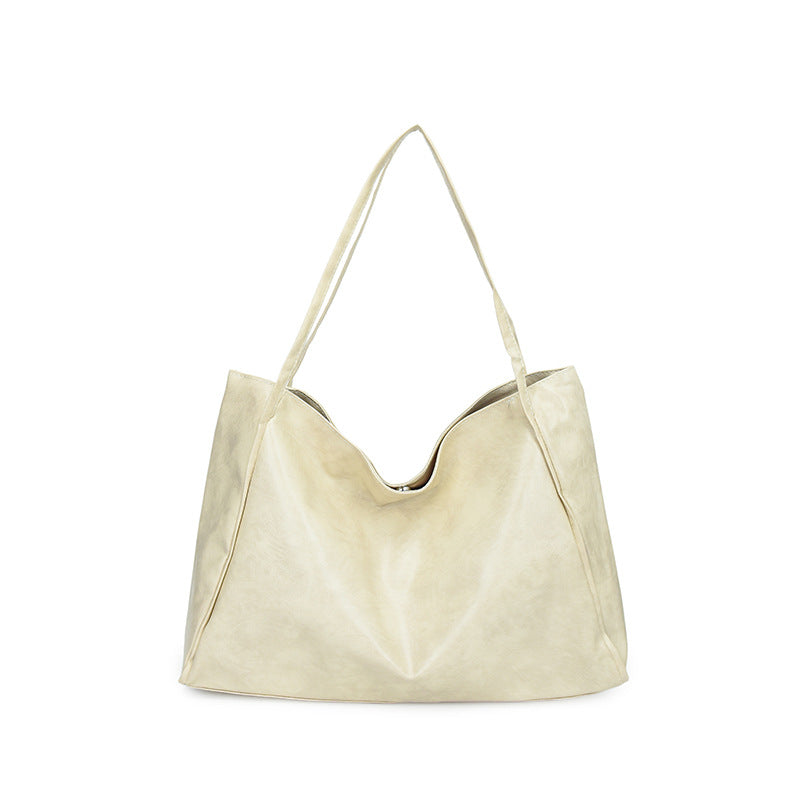 Women’s Large Faux Leather Tote Bag with Long Shoulder Straps