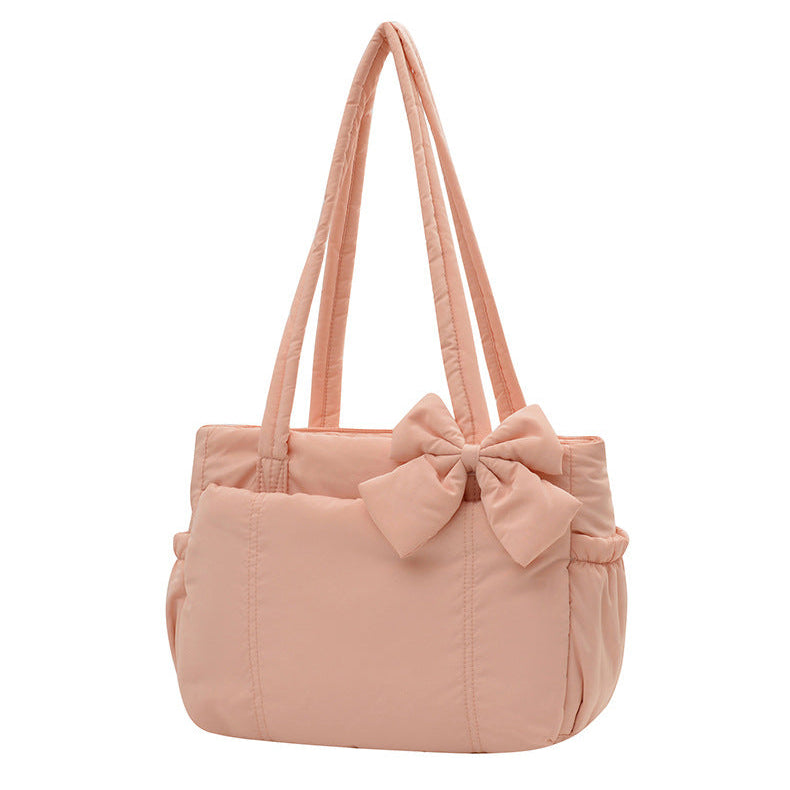 Women’s Large Padded Shoulder Tote Bag with Bow Detail