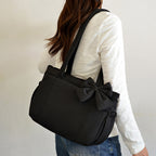 Women’s Large Padded Shoulder Tote Bag with Bow Detail