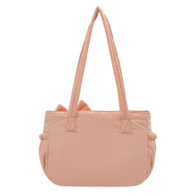 Women’s Large Padded Shoulder Tote Bag with Bow Detail
