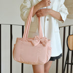 Women’s Large Padded Shoulder Tote Bag with Bow Detail