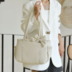 Women’s Large Padded Shoulder Tote Bag with Bow Detail