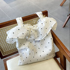 Women’s Large Polka Dot Canvas Shoulder Tote Bag