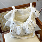Women’s Large Polka Dot Canvas Shoulder Tote Bag