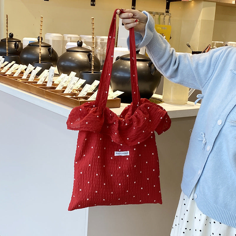 Women’s Large Polka Dot Canvas Shoulder Tote Bag