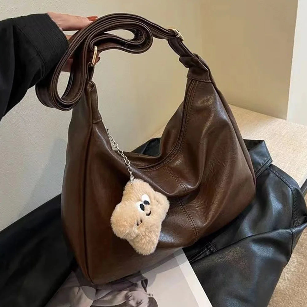 Women’s Large PU Leather Tote Bag with Shoulder Strap