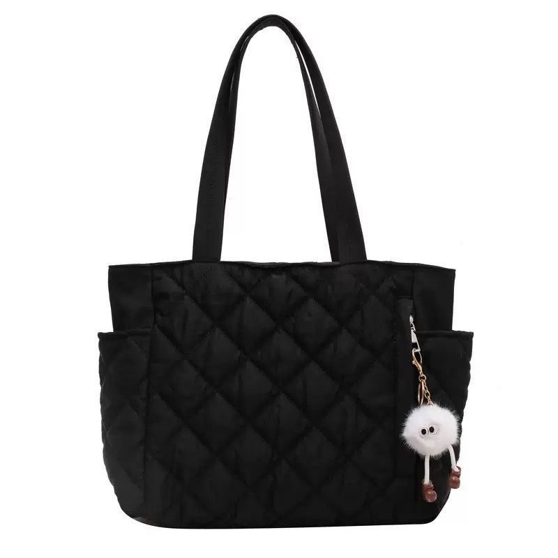 Women’s Large Quilted Tote Bag with Charm