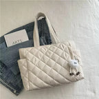 Women’s Large Quilted Tote Bag with Charm