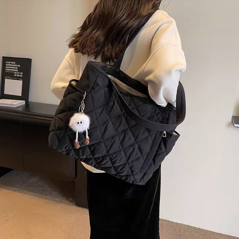 Women’s Large Quilted Tote Bag with Charm