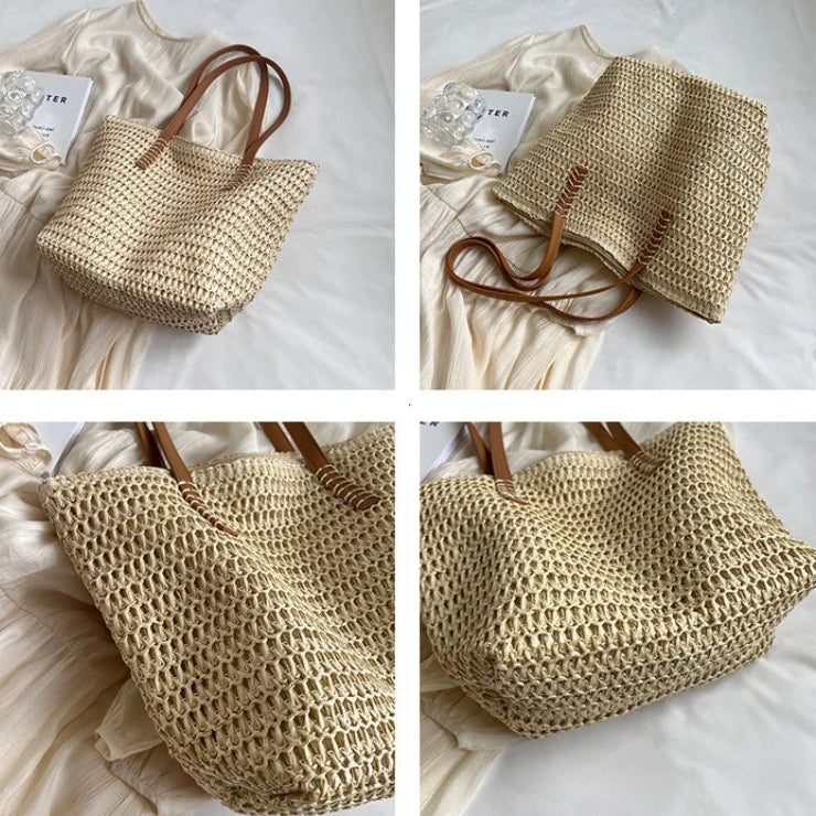 Women’s Large Woven Shoulder Beach Bag