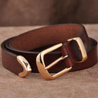 Women’s Leather Belt with Gold Tone Buckle