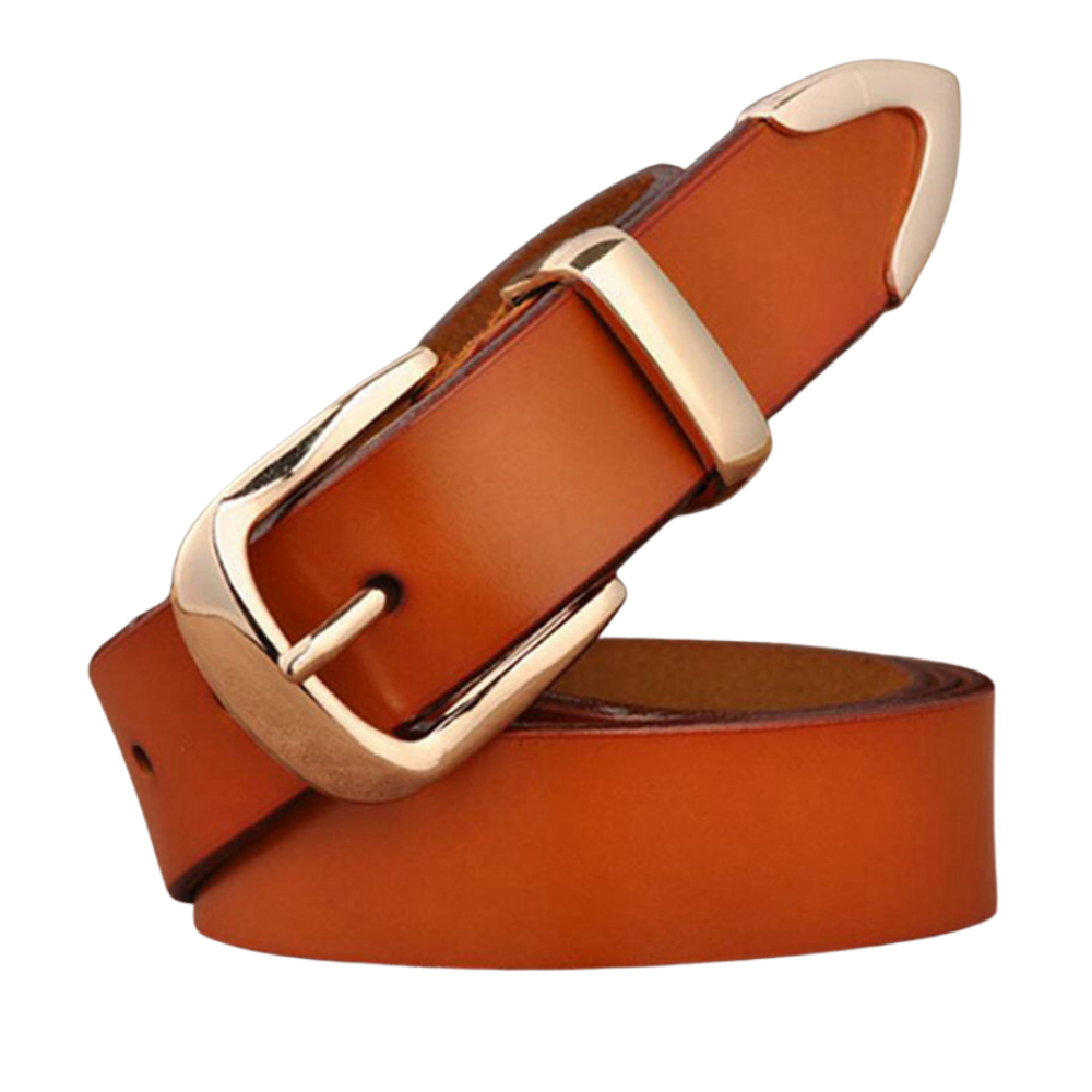 Women’s Leather Belt with Gold Tone Buckle