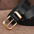 Women’s Leather Belt with Gold Tone Buckle