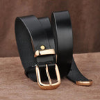 Women’s Leather Belt with Gold Tone Buckle
