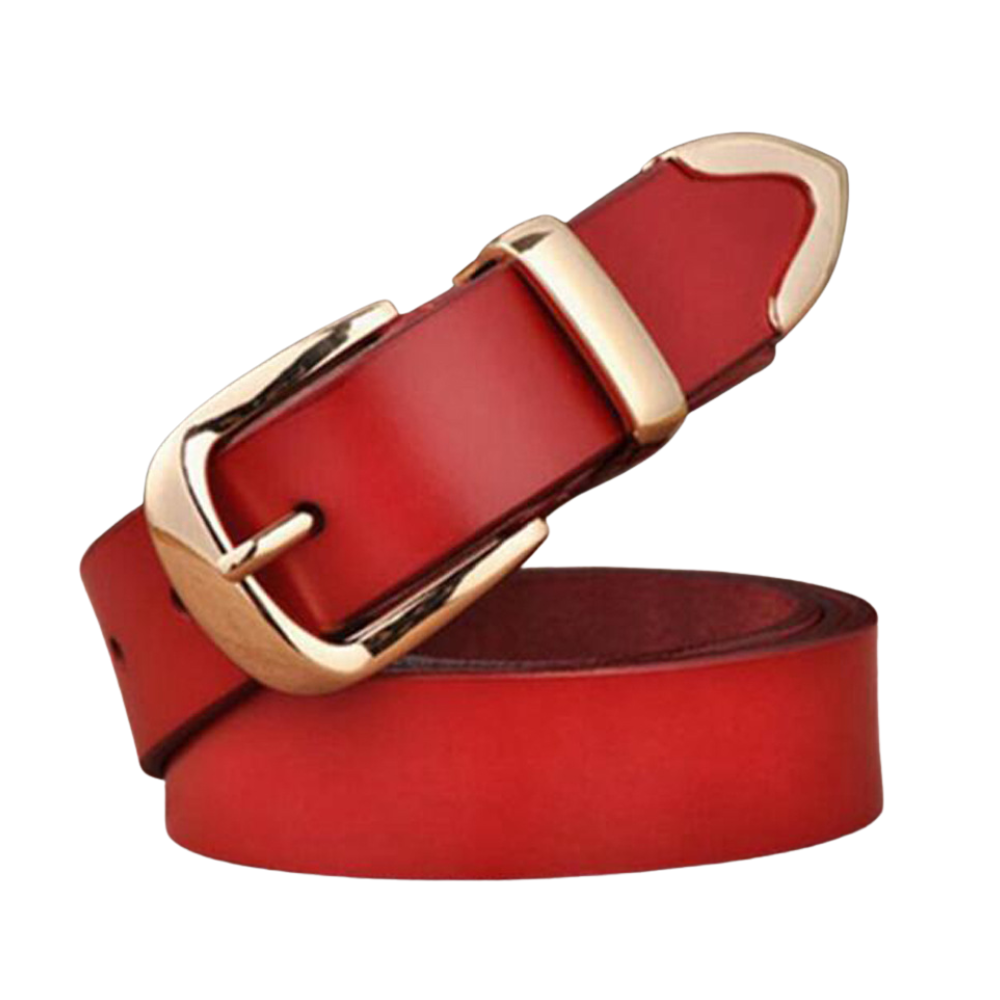 Women’s Leather Belt with Gold Tone Buckle