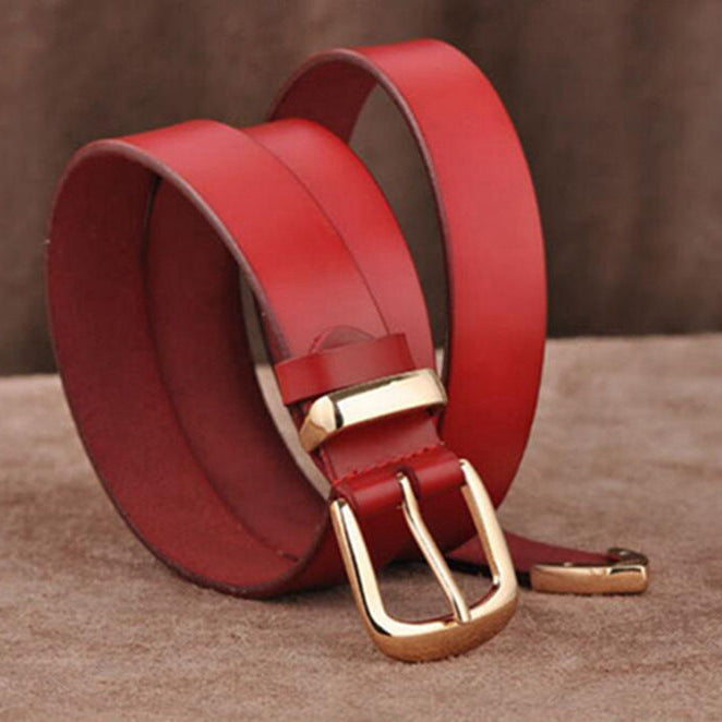 Women’s Leather Belt with Gold Tone Buckle