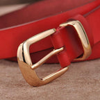 Women’s Leather Belt with Gold Tone Buckle