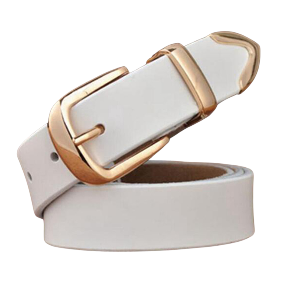 Women’s Leather Belt with Gold Tone Buckle