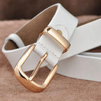 Women’s Leather Belt with Gold Tone Buckle