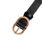 Women’s Leather Casual Belt with Oval Metal Buckle