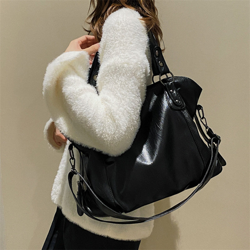 Women’s Leather Shoulder Bag with Detachable Strap