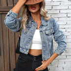 Women’s Light Wash Denim Jacket with Button Front