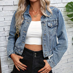 Women’s Light Wash Denim Jacket with Button Front