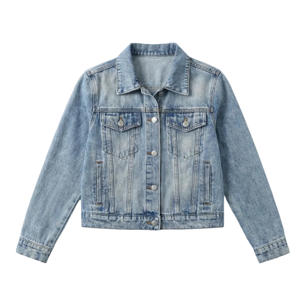 Women’s Light Wash Denim Jacket with Button Front